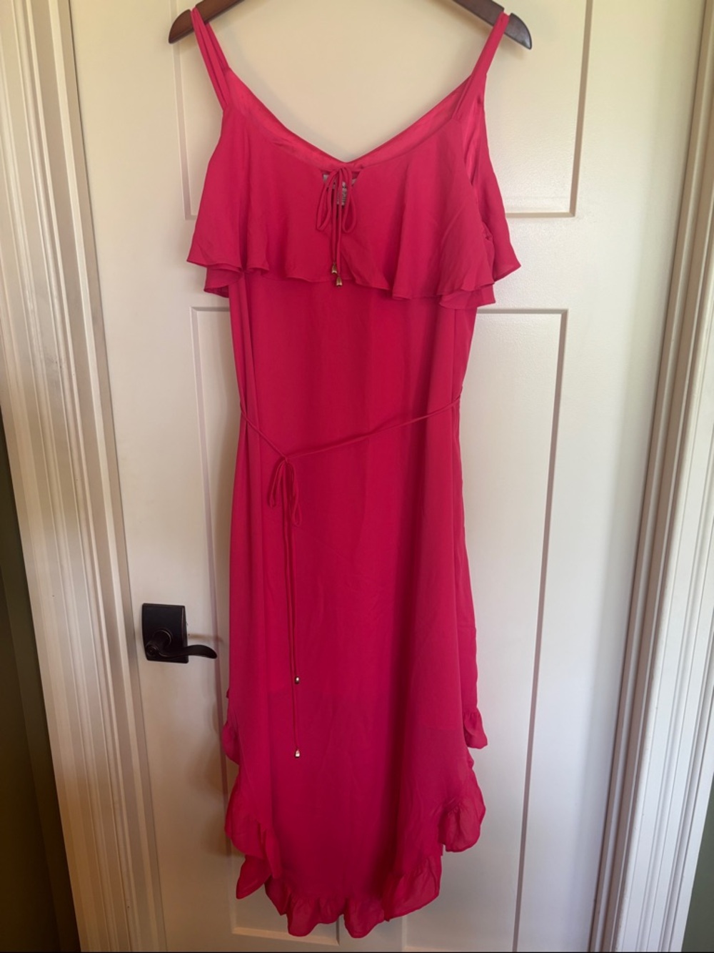 Tommy Bahama Hot Pink Ruffle Maxi Dress